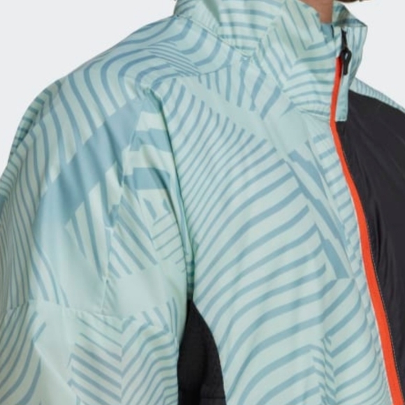 adidas Terrex Trail Running Printed Wind Jacket Linen Green Magic Grey - Picture 4 of 8